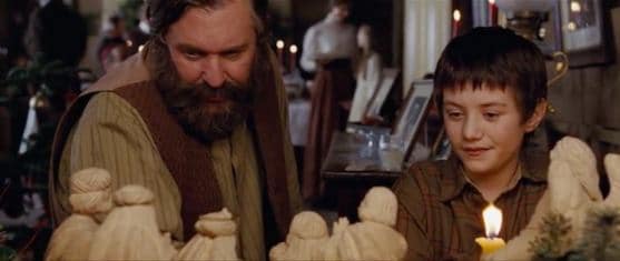 Luke Ward-Wilkinson and Tom Berenger as Thomas and Jonathan Toomey in The Christmas Miracle of Jonathan Toomey